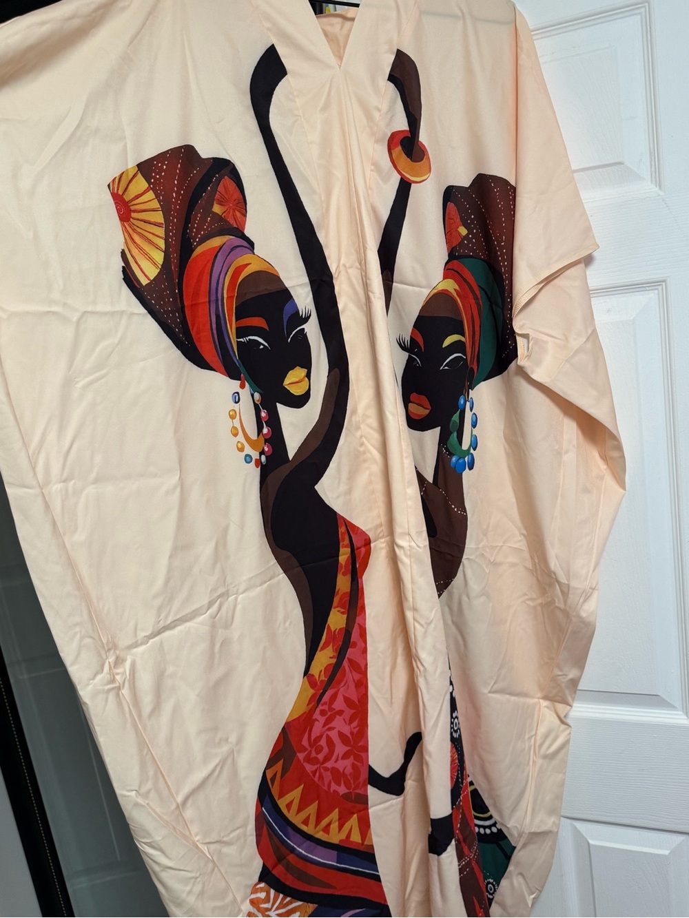 SHEIN Cream Maxi Kaftan with Colorful African-Inspired Print - Picture 3 of 6